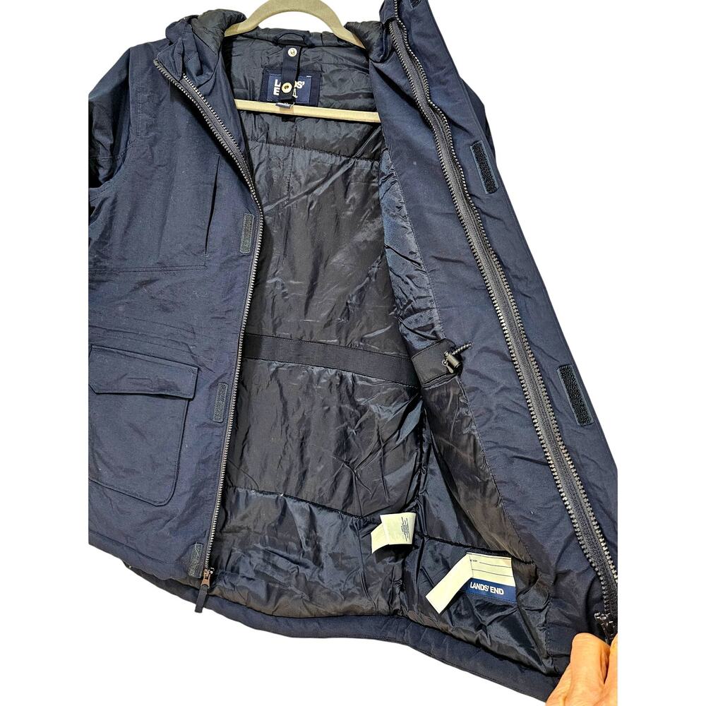 Lands’ End Boys Hooded Insulated Winter Parka Navy XL 14-16 Grow Along - Picture 8 of 9